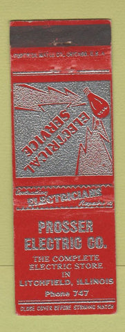 Matchbook Cover - Prosser Electric Litchfield IL WORN low phone #