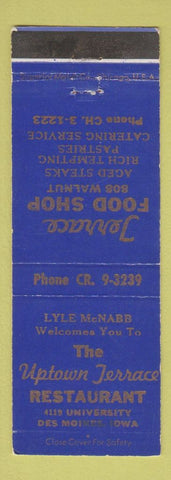Matchbook Cover - Terrace Food Shop Restaurant Des Moines IA WEAR
