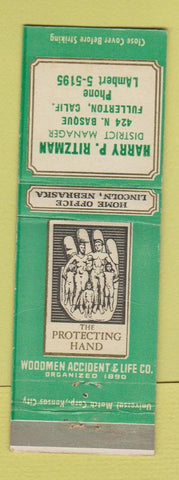 Matchbook Cover - Harry Ritzman Insurance Fullerton CA Woodmen Accident