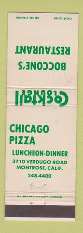 Matchbook Cover - Boccone's Restaurant Chicago Pizza Montrose CA