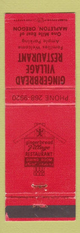 Matchbook Cover - Gingerbread Village Restaurant Mapleton OR