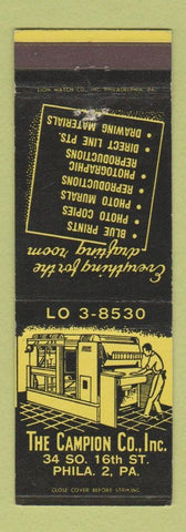 Matchbook Cover - Campion Company Philadelphia PA Blue Prints Printing