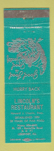 Matchbook Cover - Lincoln's Restaurant Leesport PA