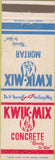Matchbook Cover - Kwik Mix Concrete Holly MI Cement