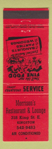 Matchbook Cover - Morrison's Restaurant Kingston ON