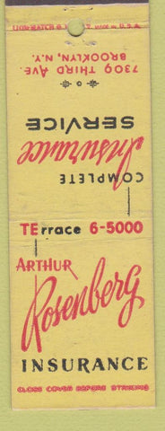 Matchbook Cover - Arthur Rosenberg Insurance Brooklyn NY