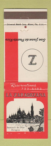 Matchbook Cover - La Zaragozana San Juan Puerto Rico