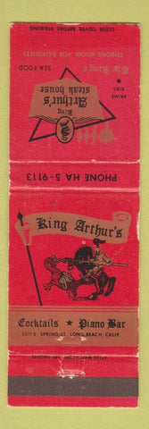 Matchbook Cover - King Arthur's Steak House Long Beach CA