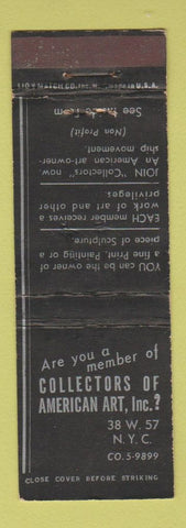 Matchbook Cover - Collectors of American Art New York City WEAR