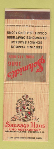 Matchbook Cover - Sausage Haus Restaurant Columbus OH German
