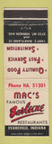 Matchbook Cover - Mac's BBQ Evansville IN