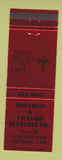 Matchbook Cover - Bullock & Taylor Electric San Angelo TX