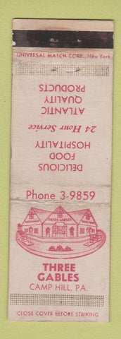 Matchbook Cover - Three Gables Camp Hill PA WEAR