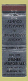 Matchbook Cover - Keener Memorials Maytown PA