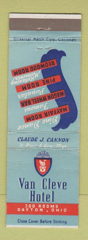 Matchbook Cover - Van Cleve Hotel Dayton OH