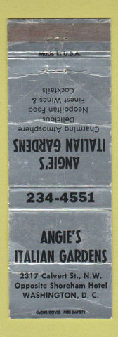 Matchbook Cover - Angie's Italian Gardens Washington DC WORN