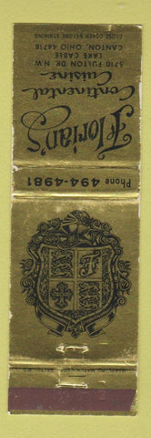 Matchbook Cover - Florian's Continental Restaurant Lake Cable Canton OH