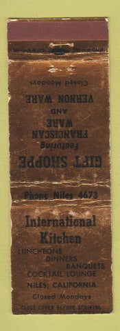 Matchbook Cover - International Kitchen Niles CA WEAR