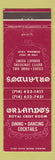 Matchbook Cover - Orlando's Royal Crest Room Pomona CA