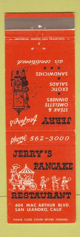 Matchbook Cover - Jerry's Pancake Restaurant San Leandro CA