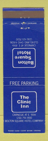 Matchbook Cover - The Clinic Inn Hotel Cleveland OH Bolton Square Hotel WEAR