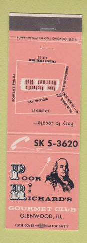 Matchbook Cover - Poor Richard's Gourmet Club Glenwood IL