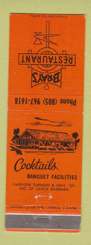 Matchbook Cover - Bray's Restaurant Santa Barbara CA