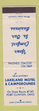 Matchbook Cover - Lakeland Motel Camping Port Clinton OH