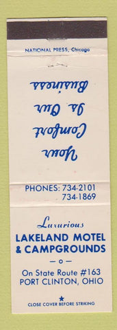 Matchbook Cover - Lakeland Motel Camping Port Clinton OH