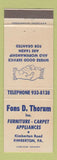 Matchbook Cover - Fons D Thorum Furniture Appliances Kimberton PA