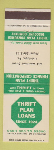 Matchbook Cover - Thrift Plan Loans Ambridge PA