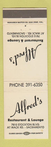 Matchbook Cover - Alfred's Restaurant Sacramento CA