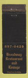 Matchbook Cover - Broadway Restaurant Lounge Aurora IL WEAR