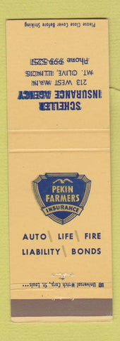 Matchbook Cover - Scheller Insurance Agency Mount Olive IL MISPRINT