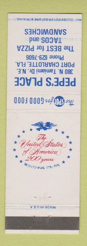 Matchbook Cover - Pepe's Place Port Charlotte FL 1976 pizza