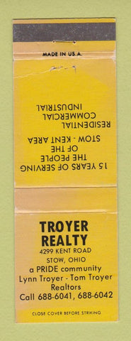 Matchbook Cover - Troyer Real Estate Stow OH WORN