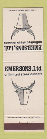 Matchbook Cover - Emersons Steak Restaurant