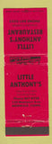 Matchbook Cover - Little Anthony's Restaurant Italian Norwalk CT pizza