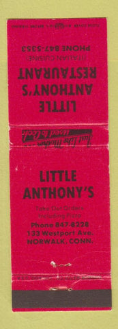 Matchbook Cover - Little Anthony's Restaurant Italian Norwalk CT pizza