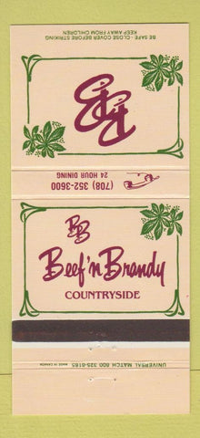 Matchbook Cover - Beef n Brandy Countryside IL restaurant 30 Strike