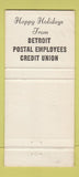 Matchbook Cover - Detroit Postal Employees Credit Union MI Christmas 30 Strike