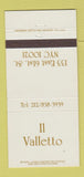 Matchbook Cover - Il Valletto New York City restaurant 30 Strike