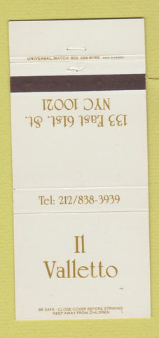 Matchbook Cover - Il Valletto New York City restaurant 30 Strike