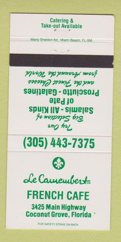 Matchbook Cover - Le Camembert French Cafe Coconut Grove FL 30 Strike