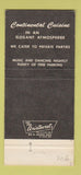 Matchbook Cover - Black Baron Alexandria Fairfax VA 30 Strike