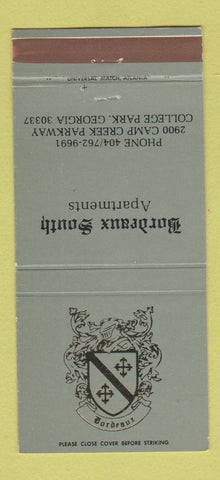 Matchbook Cover - Bordeaux South Apartments College Park GA 30 Strike