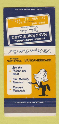 Matchbook Cover - First National Bank Americard Cambridge OH WEAR 30 Strike