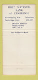 Matchbook Cover - First National Bank Americard Cambridge OH WEAR 30 Strike