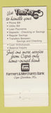 Matchbook Cover - The Key Farmers Merchants Bank Cape Girardeau MO 30 Strike