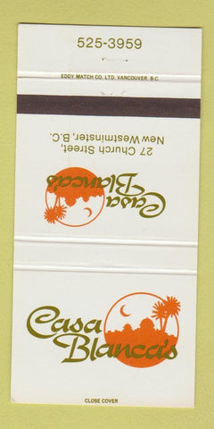 Matchbook Cover - Casa Blanca's New Westminster BC 30 Strike